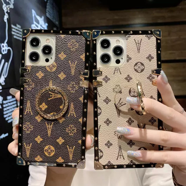 For Samsung A14 A34 A33 A54 A53 A73 A24 Retro Luxury Leather Flower Square Case