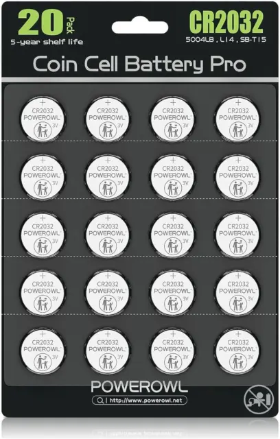 Lot de 20 Piles bouton plates lithium type CR1632 3V compatibles