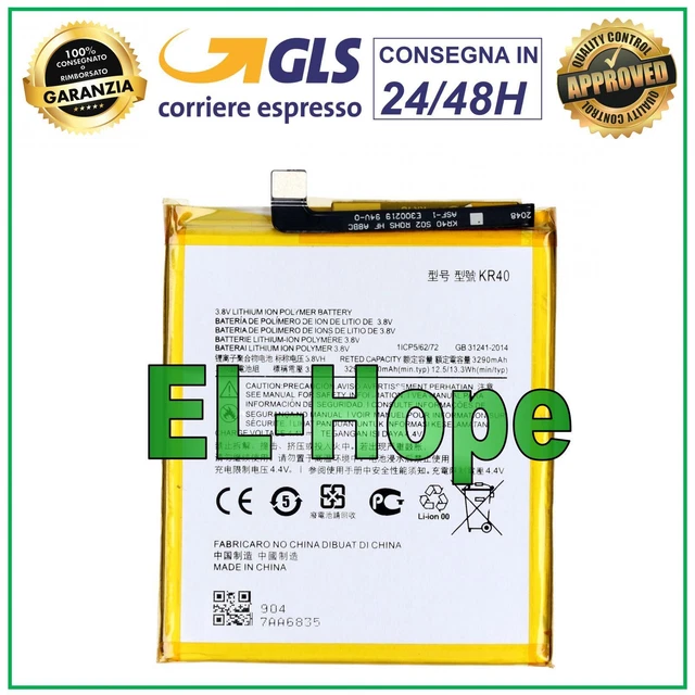 BATTERIA KR40 PER MOTOROLA MOTO ONE ACTION XT2013 4000 mAh PARI ORIGINALE