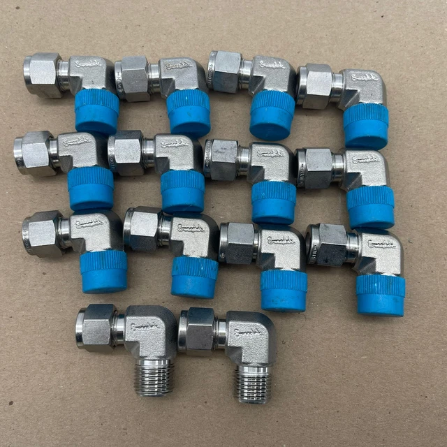 14 New SWAGELOK SS-810-2-6  1/2” x 3/8” MNPT 90 Degree Elbow Adapters Unused