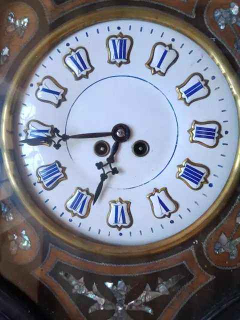 &Hors Servce& HORLOGE OEIL DE BOEUF NAPOLEON III Coffre Bois Cadran Email XIXe