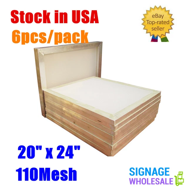 ¡Stock de EE. UU.! PAQUETE DE 6 20 x 24 pulgadas Marco de aluminio Pantalla de seda con 110 Malla Blanca 2
