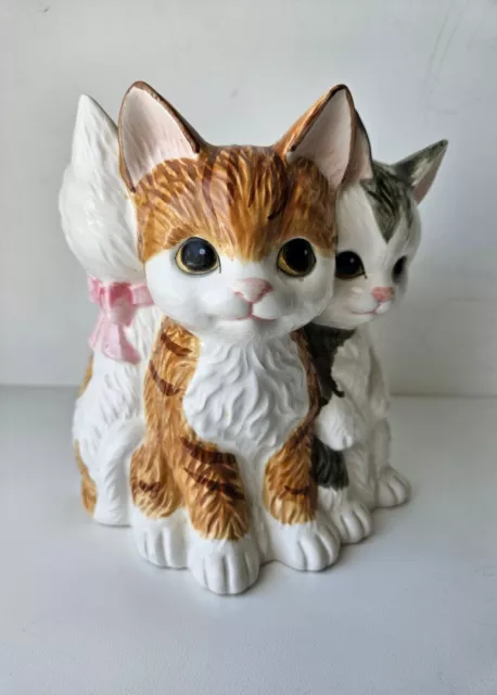 Vintage 1990s Hearth and Home Designs - Cats Kittens Flower Pot Vase Planter