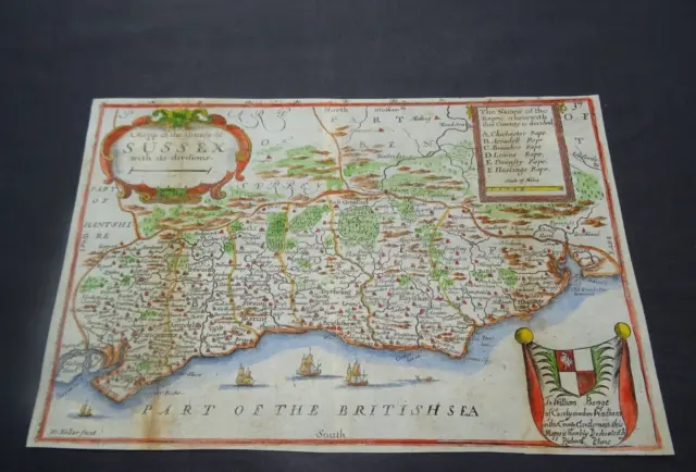 Antique map of Sussex by Richard Blome 1715