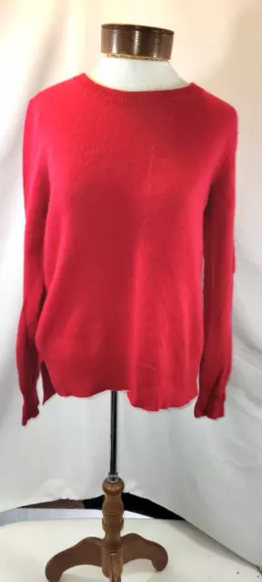 Halogen Women's Medium 100% Cashmere Bright Red Crew Neck Long Sleeve Sweater