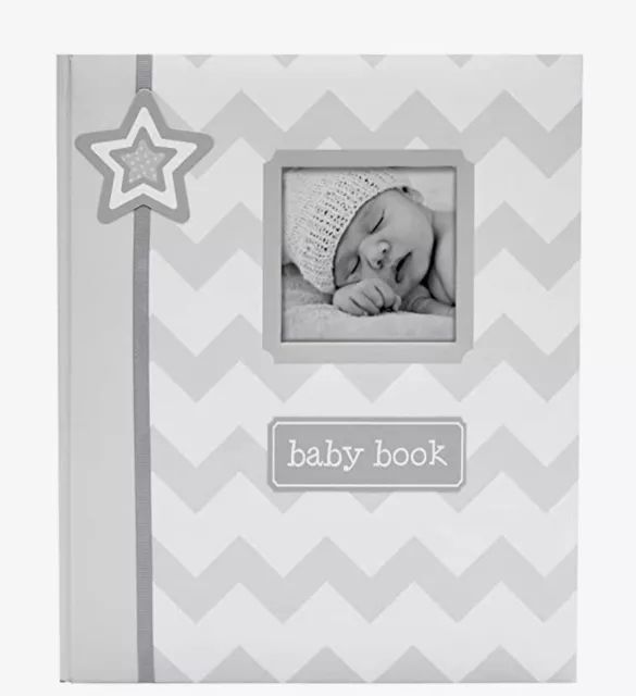 Lil Peach Gray Chevron Baby 5 Year Memory Book Keepsake Unisex