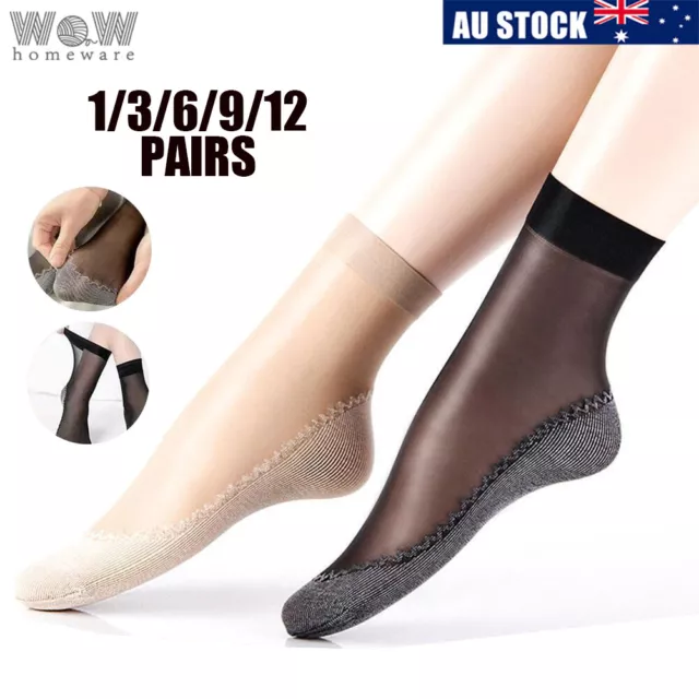 3/6/9/12 Pairs Ladies Women Elastic Ankle Sheer Stockings Silk Short Socks