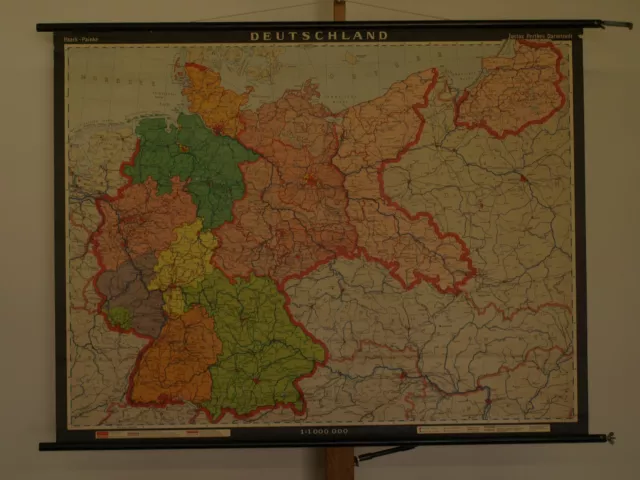 Deutschland politsch BRD DDR Ostgebiete 1964 Schulwandkarte Wandkarte ~128x99cm