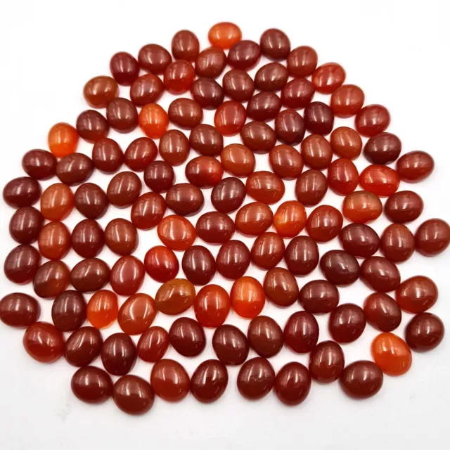 Naturel Rouge Onyx Ovale Cabochon Desseré Gemme Lot 10 12 MM 19 Pièces 101 CT