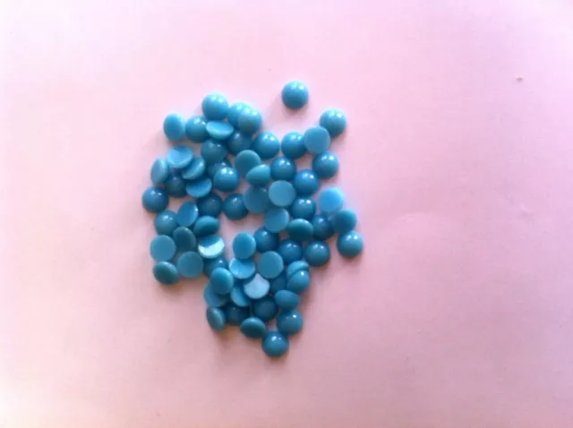 50 Demi Perle Verre Turquoise 3.75 Mm A Coller
