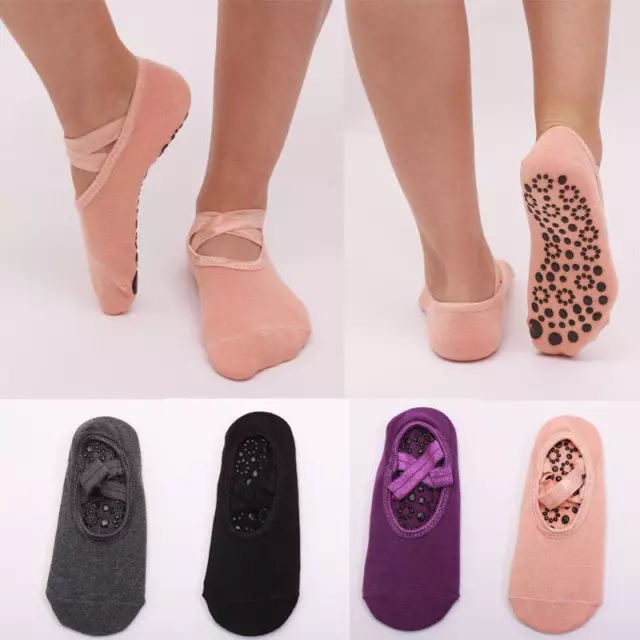 Women Ballet Grip Yoga Socks Massage Ankle Pilates Anti-slip Dance Gym Socks JJ 2