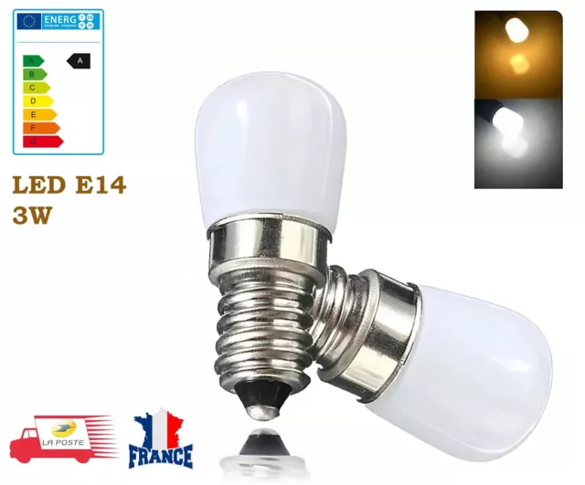Ampoule LED E14 pour Réfrigérateur, 1.5W équivalent à 15W, Blanc Chaud  3000K, Ampoule pour Frigo