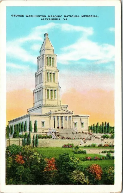 George Washington Masonic National Memorial Alexandria VA Virgina WB Postcard