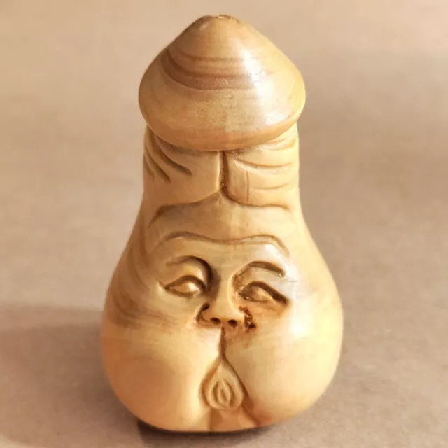 Q4811 - 2" Hand carved Boxwood Netsuke Figurine Carving - Wang Cai