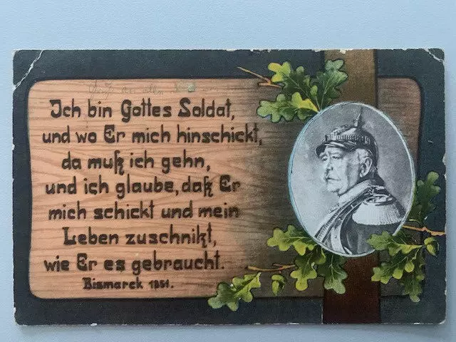 Sehr schöne alte Color AK mit Spruch von Bismarck