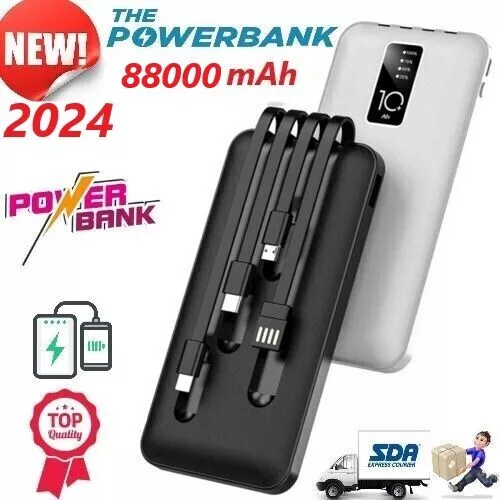 POWER BANK CARICABATTERIE 88000 mAh USB MICRO TYPE-C VELOCE FAST CHARGING IOS