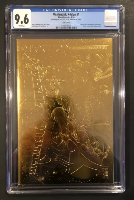 Onslaught: X-Men #1 CGC 9.6, White Pages, Rare 22 Karat GOLD Embossed Cover 8/96