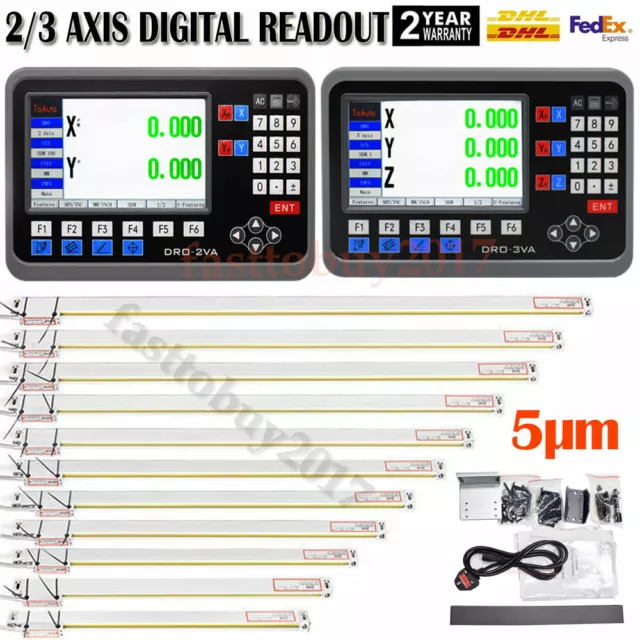 2/3Axis DRO Display LCD Digital Readout Linear Scale Encoder CNC Milling Lathe