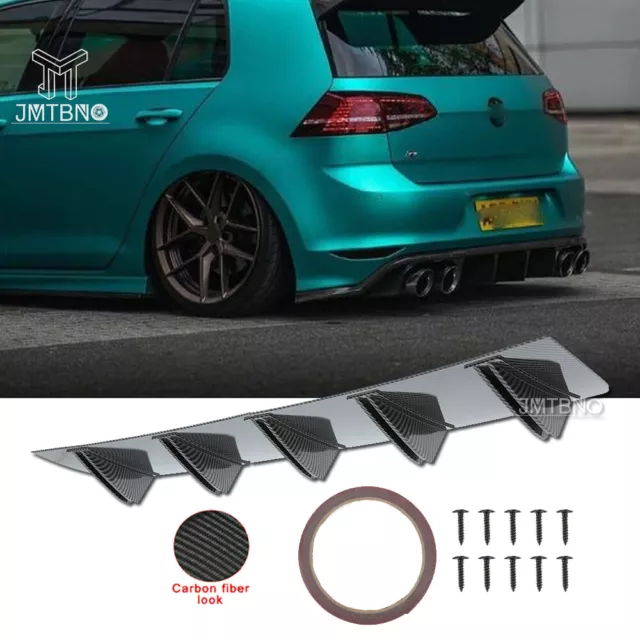 For VW Golf Jetta Passat Carbon Fiber Car Rear Diffuser Bumper Fins Spoiler Lip