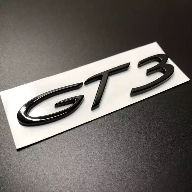 A Set Gloss Black GT3 Badge Car Trunk Lid Modified Racing Sticker Emblem For 911