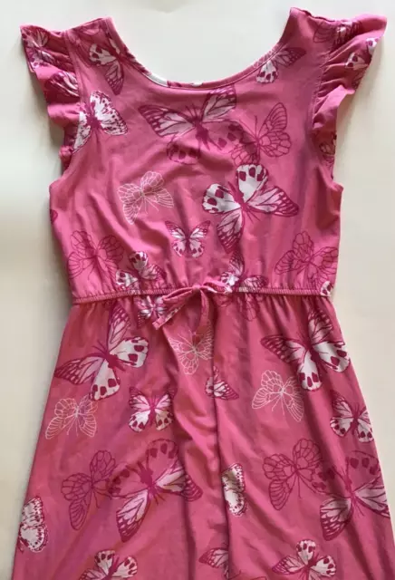 Epic Threads Girls Size Large Dress Pink Butterfly Short Flutter Sleeves VGUC