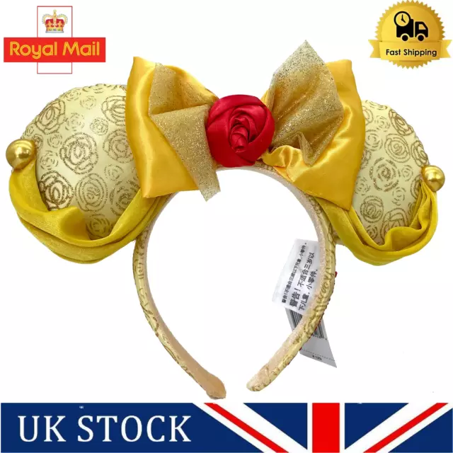 Disney Park Belle Minnie Mouse Ears Mickey Bow Beauty and the Beast Headband