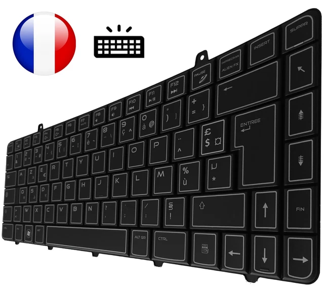 Clavier AZERTY Français Neuf Pour Dell Alienware M17 R2 / Area 51m R2 - Référence 0H7GCM, 4 Zones