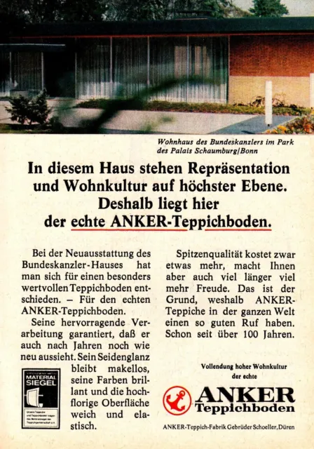 3w6106/ Alte Reklame von 1968 – ANKER Teppichboden – Gebr. Schoeller – Düren