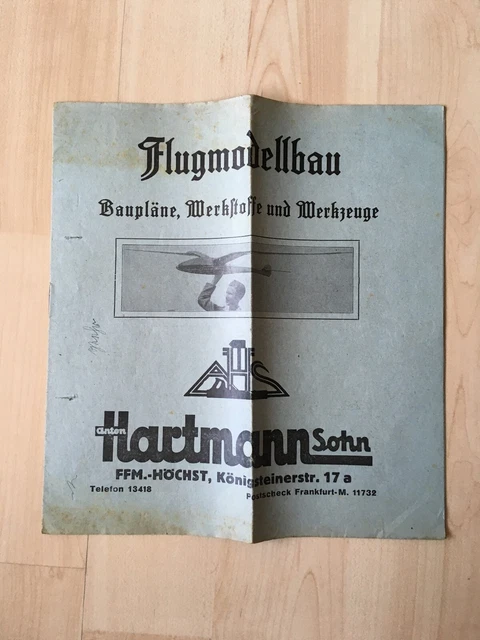alte Preisliste Flugmodellbau vor 1945, Anton Hartmann & Sohn, Frankfurt-Höchst