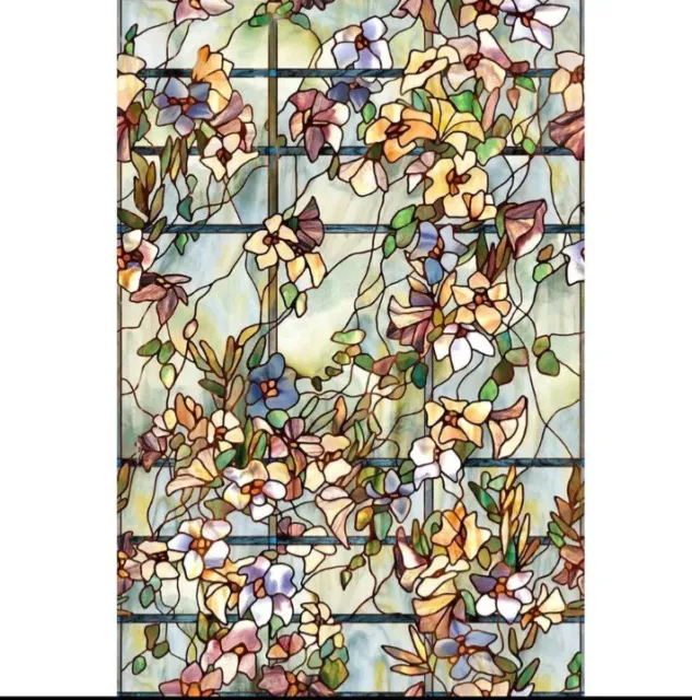Window Film Decorative Floral Trellis Stained Glass Look Light Filter 24" x 36"