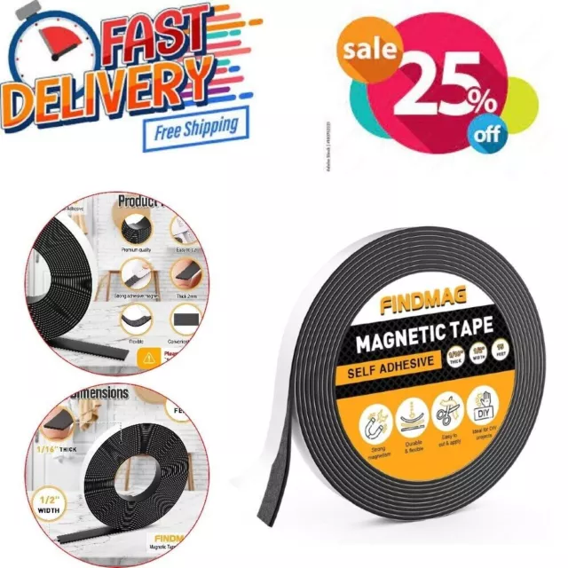 New Magnetic Tape 15 Feet Magnet Tape with Strong Self Adhesive Flexible