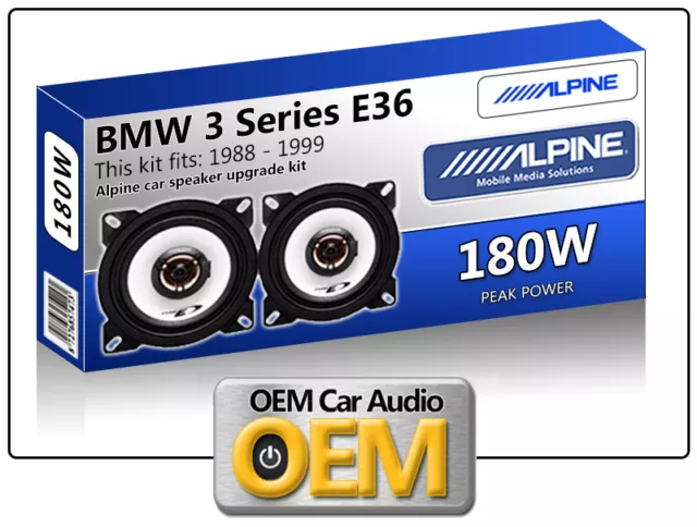 BMW 3 Series E36 Rear Side Shelf speakers Alpine 10cm 4" car speaker kit 180W