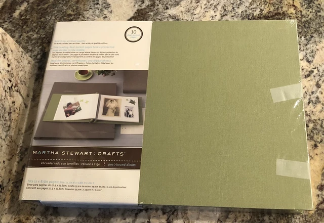 Álbum de fotos encuadernado con correo de Martha Stewart 11"" x 8,5"" páginas incluye 10 verde teniente NUEVO