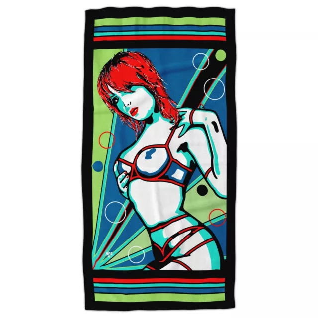 COOL BEACH TOWEL Cotton Large, Sexy Pop Art Unisex Gift, Surf Gym Pool Swim Bath