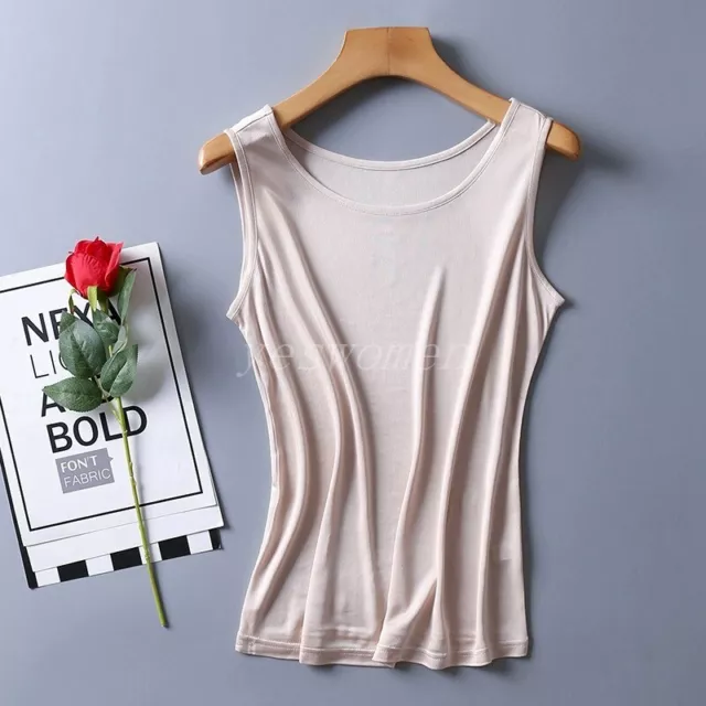 Women Mulberry Silk Camisole Shirt Scoop Neck Knit Silk Tank Top Vest Blouse