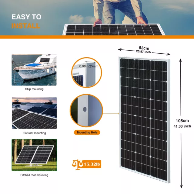 Solarmodul Monokristallin (0% MwSt.*) 100 200 300 400W 18V für 12V Solarsystem