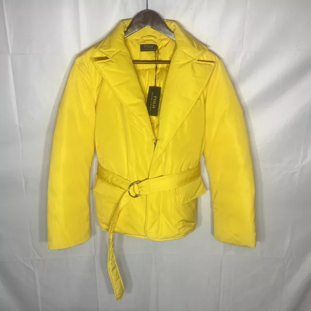 Polo Ralph Lauren Water Repellent Belted Down Jacket Puffer Coat Yellow Small