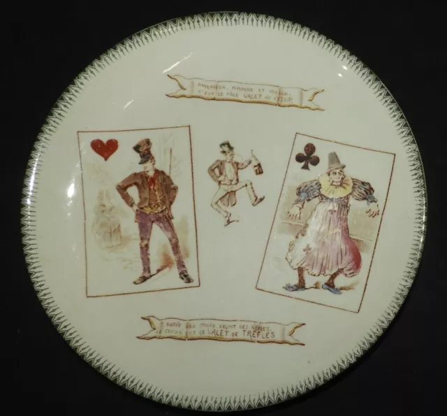 Assiette XIXè CHOISY LE ROI Cartes à jouer (Valets de Coeur et de Trèfle) -J