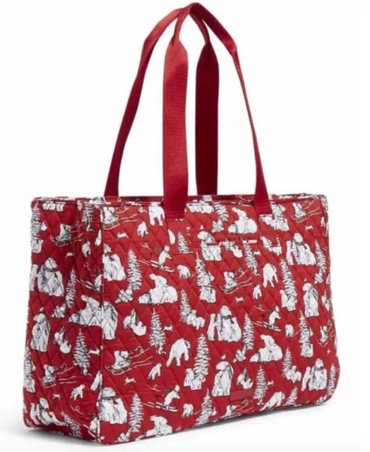 NWT $145 Vera Bradley Beary Merry Red Dual Compartment Travel Bag