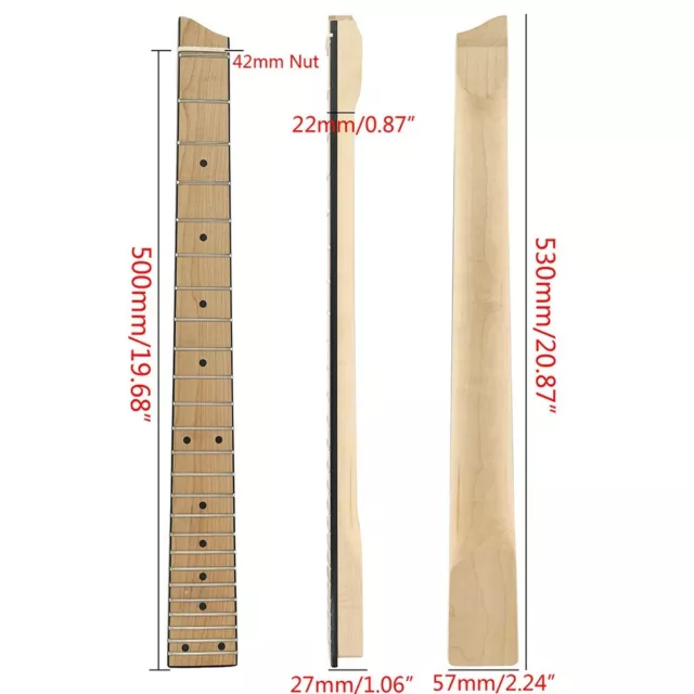 Premium Maple Neck Replacement for 6 String Travel Guitars 25 Frets Included!