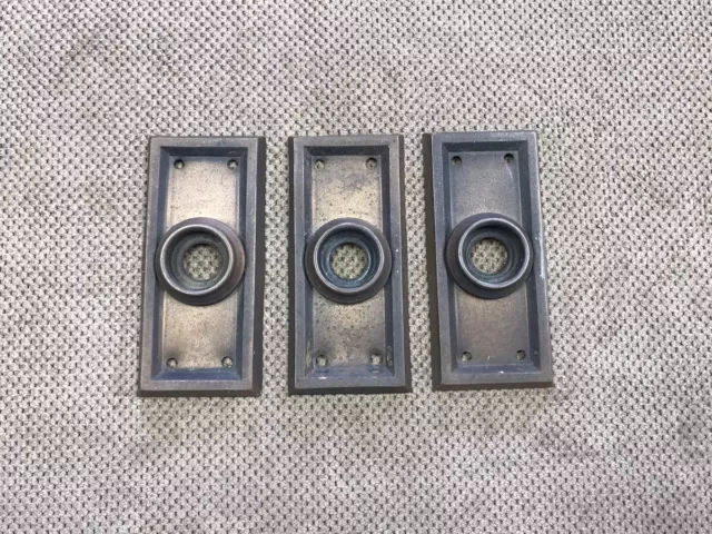 Vintage Door Knob Handle Escutcheon Plates Set Of 3