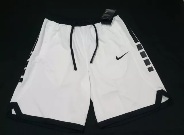 Nike- Men's Black with White Dri-Fit Elite Stripe Basketball Shorts- NWT