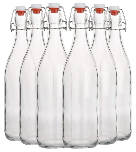 6 Pack 33oz Swing Top Glass Beer Bottles with Airtight Seal for Home Brewing