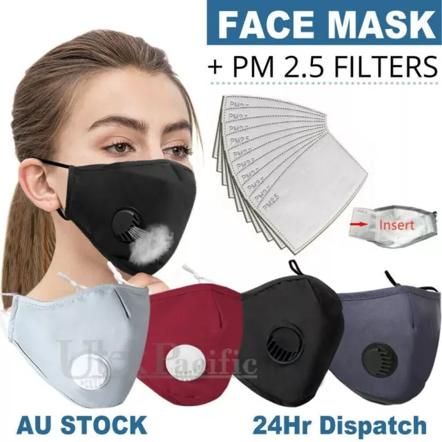 Washable Face Mask Anti Pollution Cotton Masks Reusable Respirator PM 2.5 Filter