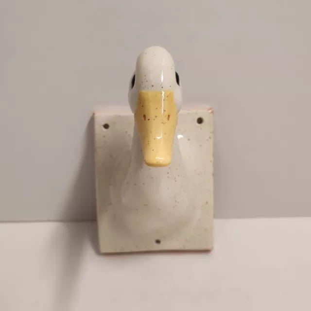 Duck Goose Bird Head White Ceramic Porcelain Hook Hanger Decorative