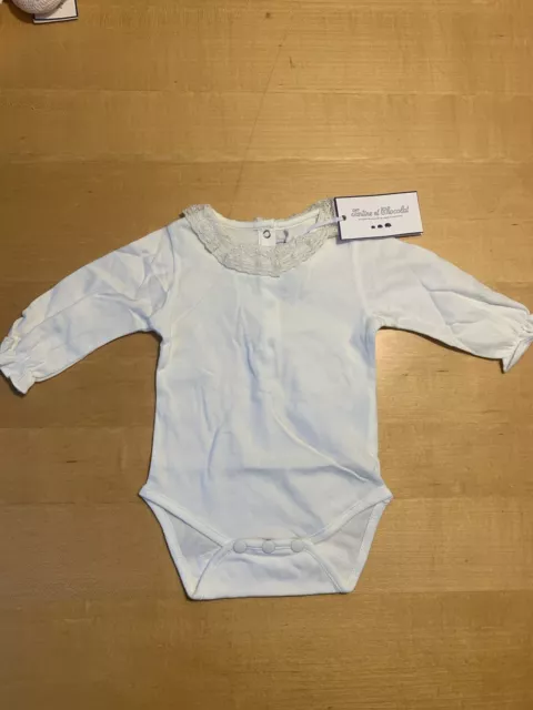 Tartine Et Chocolat Baby Grow White Detail Neck 3months Brand New