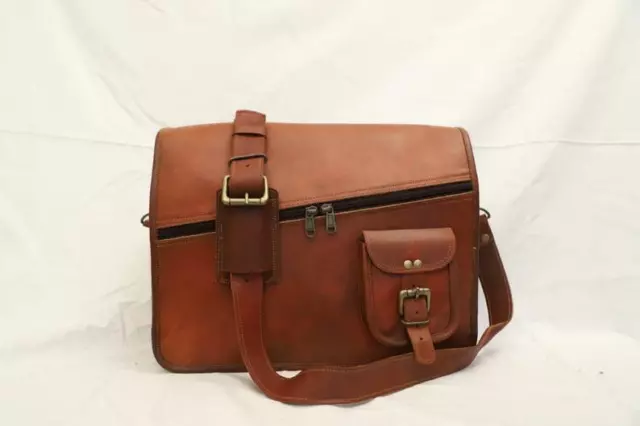 Ohio Leather Vintage Messenger Shoulder Bag Men Satchel Laptop Collage Briefcase