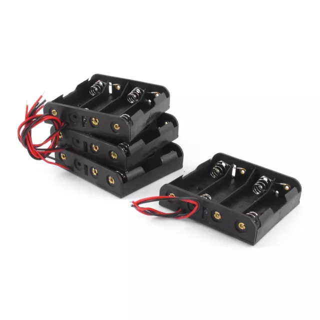 4pcs negro 4 x baterías AA 1,5V batería soporte Caja de almacenamiento W Cable