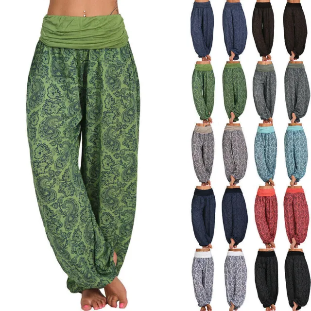 Women Floral Ali Baba Harem Trousers Baggy Boho Gypsy Hippy Aladdin Yoga Pants