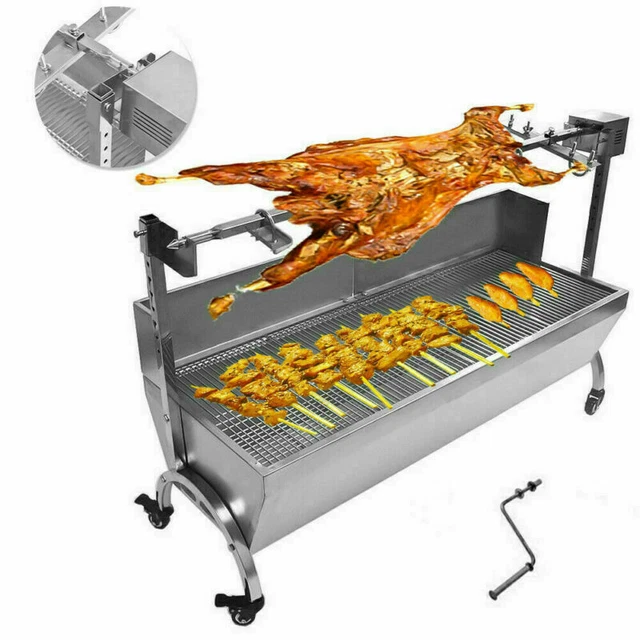 46" Stainless Steel BBQ Grill Barbecue Charcoal Spit Stove Shish Kabob Garden